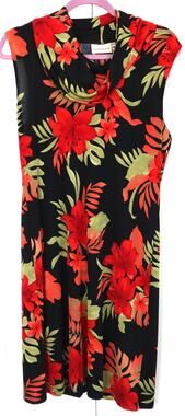 Expressions Vintage Y2K Cowl Neck Dress Sleeveless Tropical Hawaiian Women large